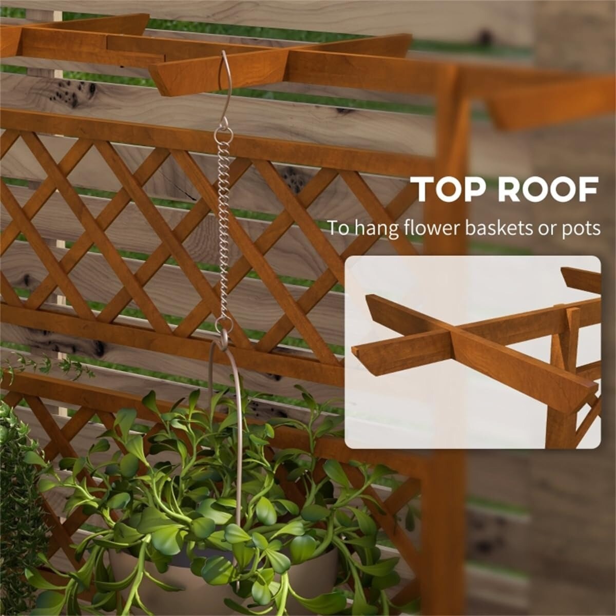 3-in-1 Fence Hanging Basket Flower Planter Box with Trellis