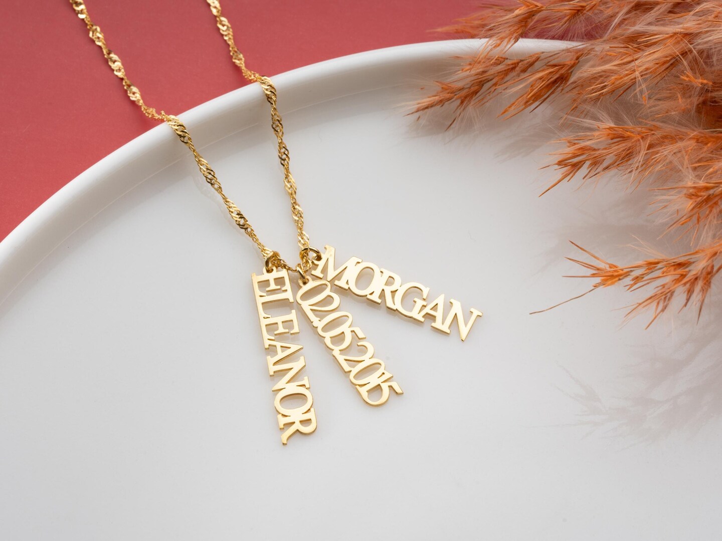 Personalized Necklace Mother's Day Necklace Real Gold Mom