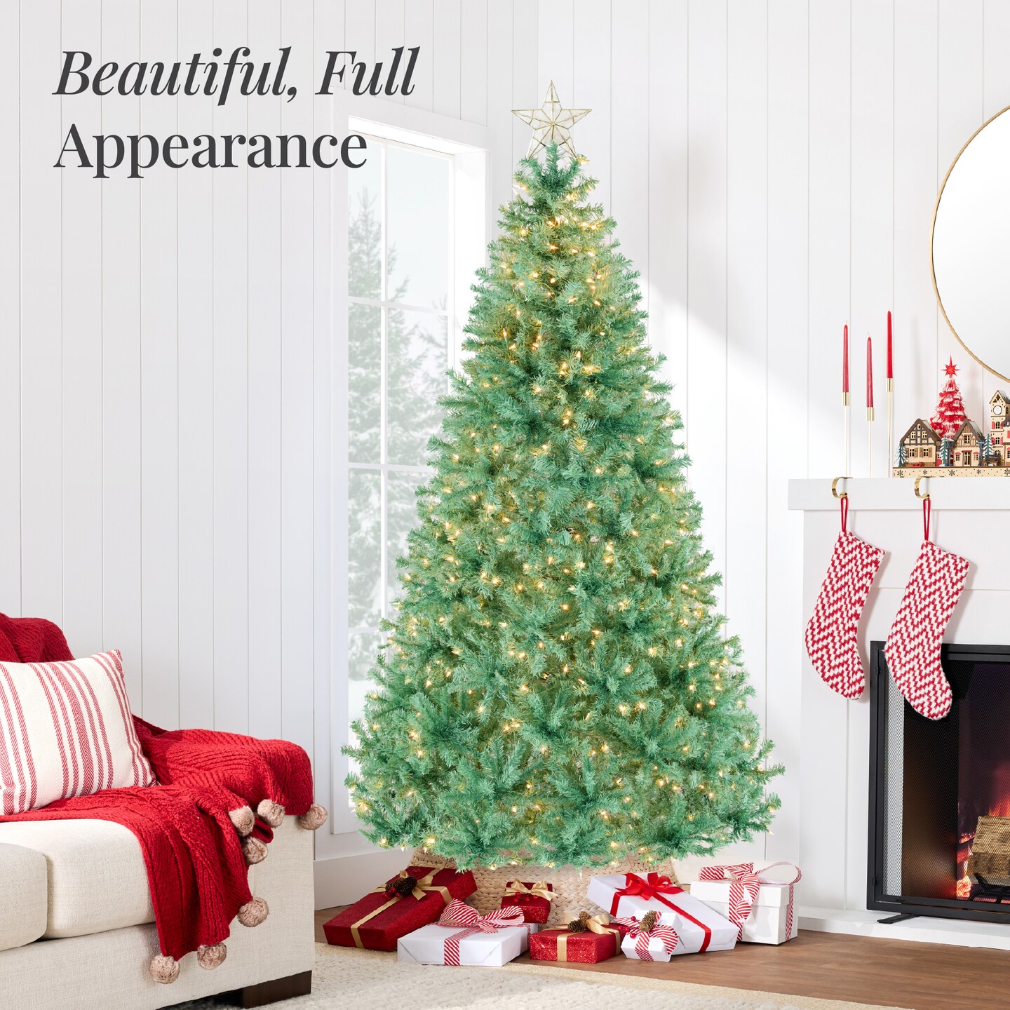 Best Choice Products Pre-Lit Sage Green Christmas Tree, Artificial Full Holiday Decoration w/ Incandescent Lights