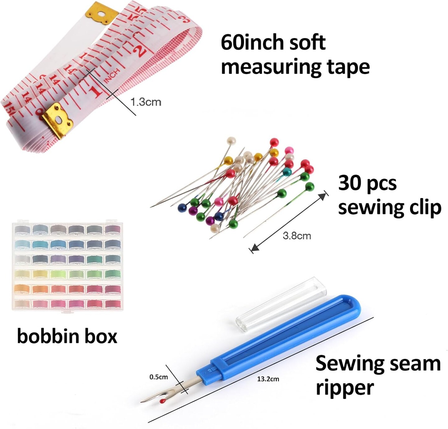 36pcs Sewing Machine Bobbin Thread with Case and Measuring Tape