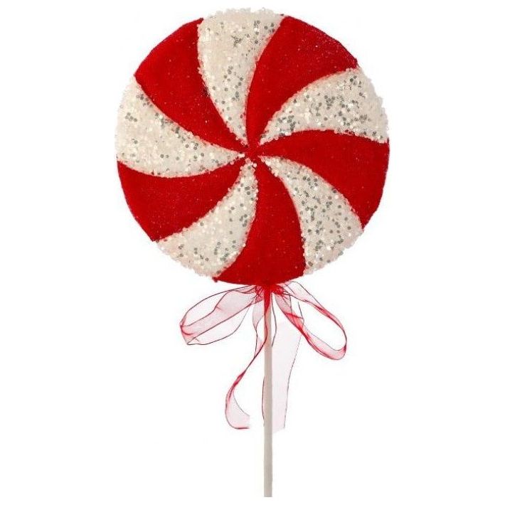 26&#x22; Iced Sweets Peppermint Lollipop Stick: Red