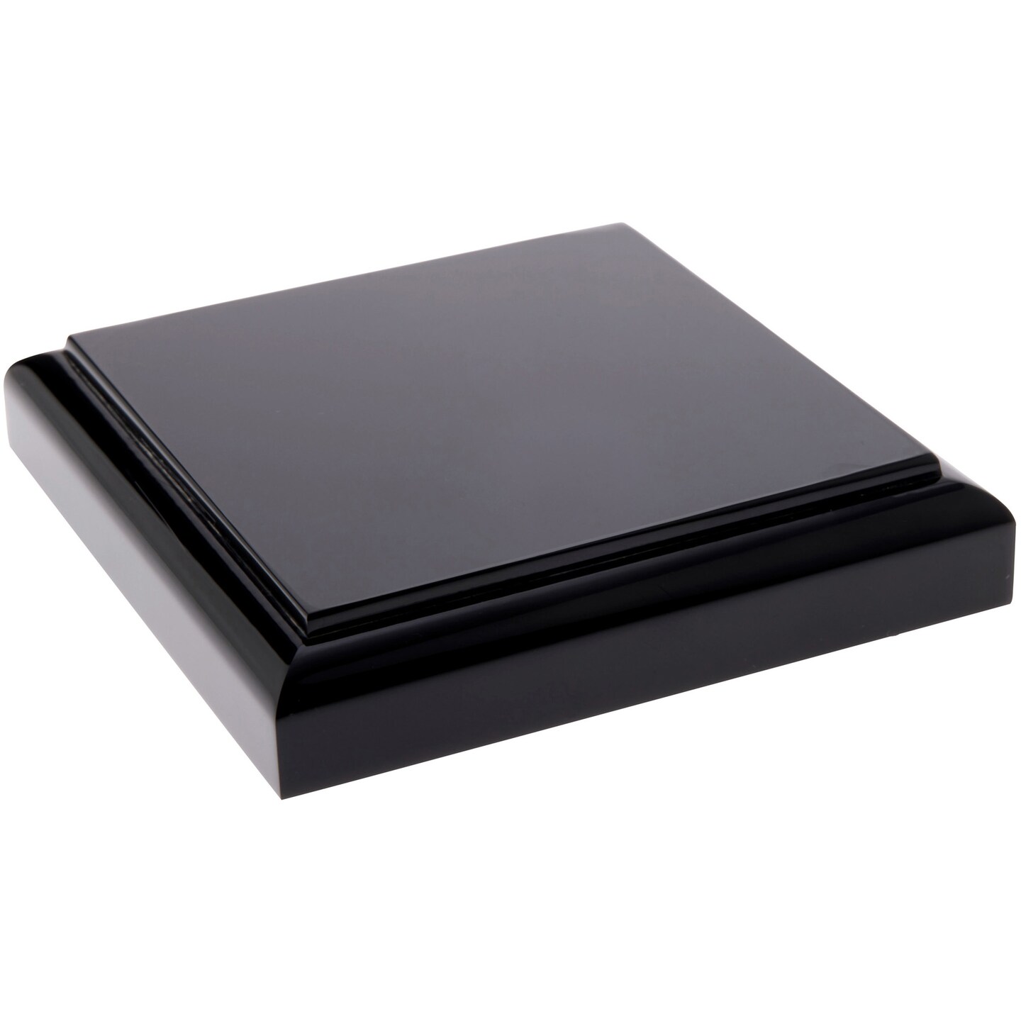Plymor Black Acrylic Square Display Base with Ogee Edge, 3.5" W x 3.5" D x 0.75" H