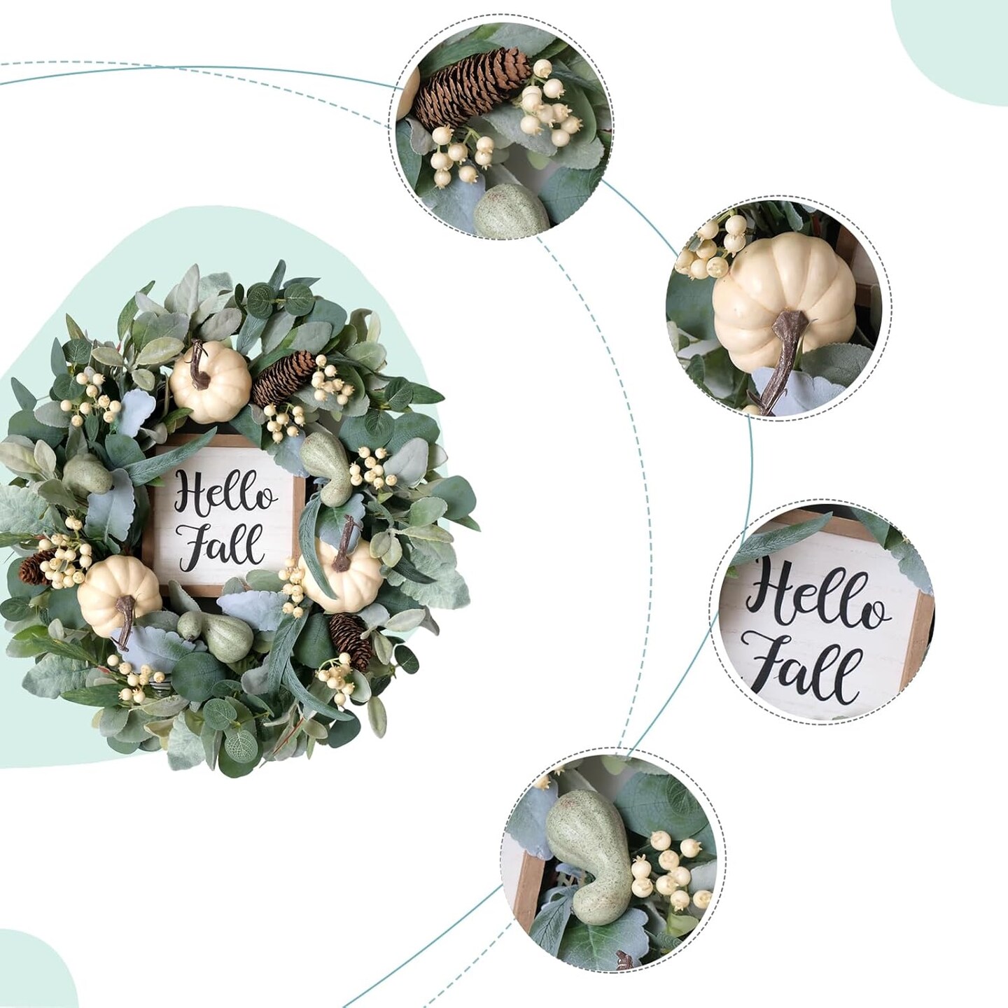 Fall Wreath Pumpkin Wreath Harvest Wreath Green Leaf