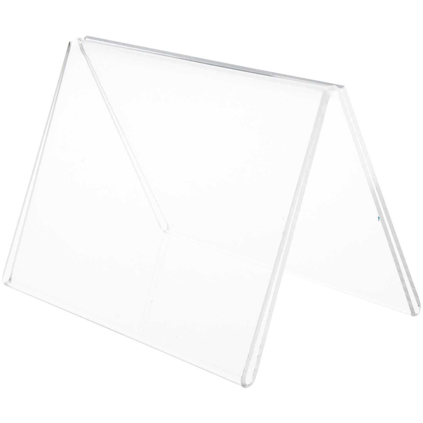 Plymor Clear Acrylic Folded A-Frame Holder for 2 Signs or Photos, 5" H x 7" W x 4.5" D