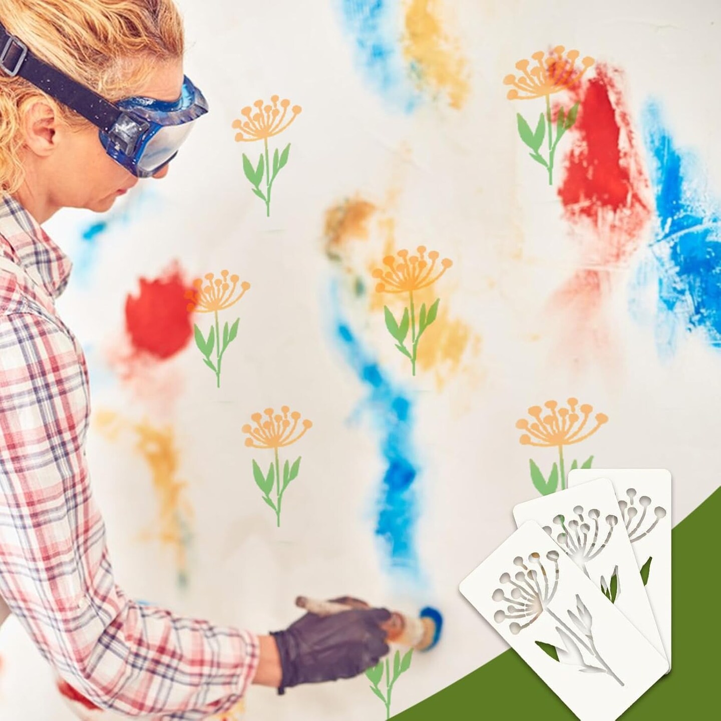 18 Reusable Flower Stencils for Painting – Large Floral Templates with Leaf & Vine Designs for Wood, DIY Crafts, Home Décor, and Furniture Art