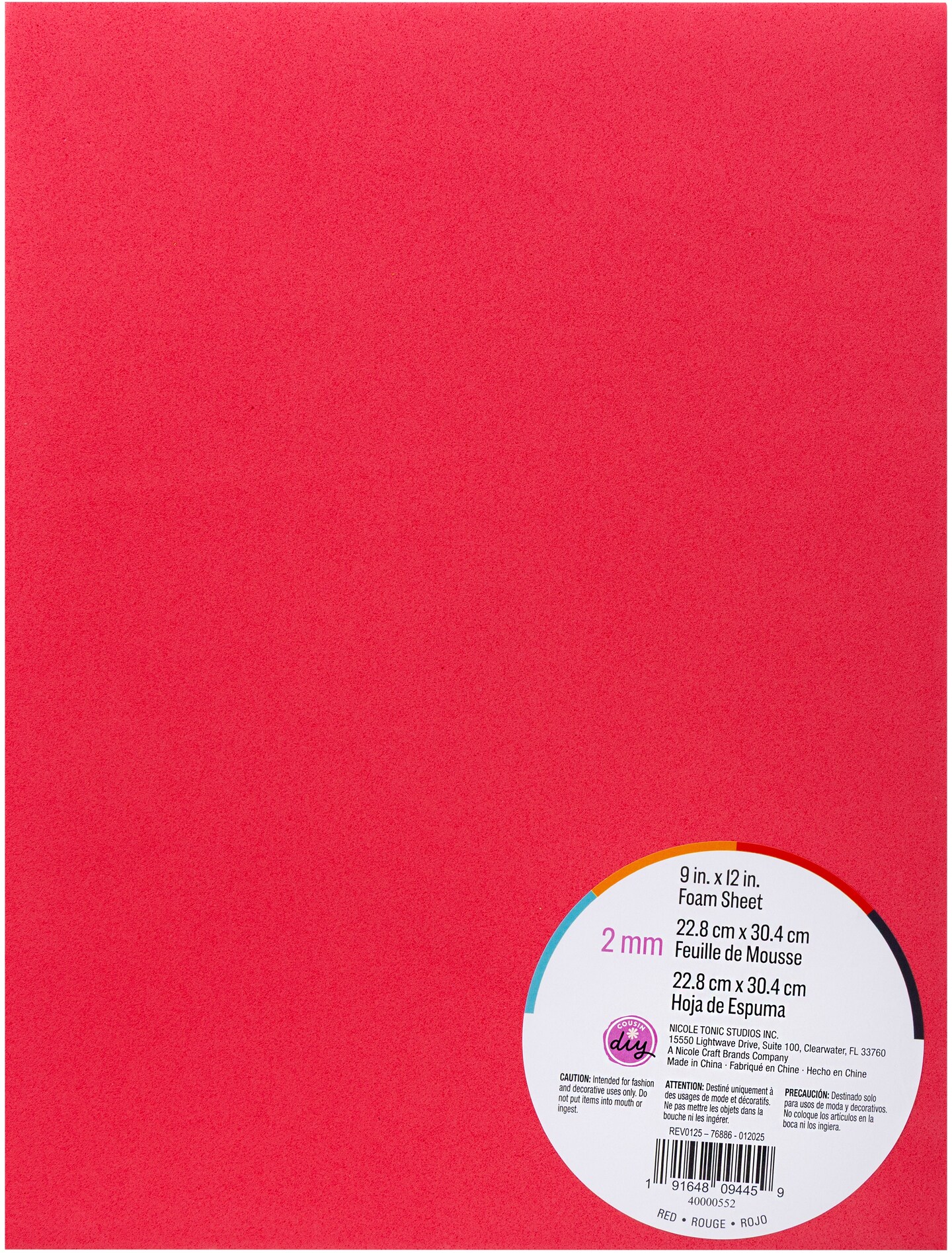 CousinDIY Foam Sheet 9&#x22;X12&#x22; 2mm-Red
