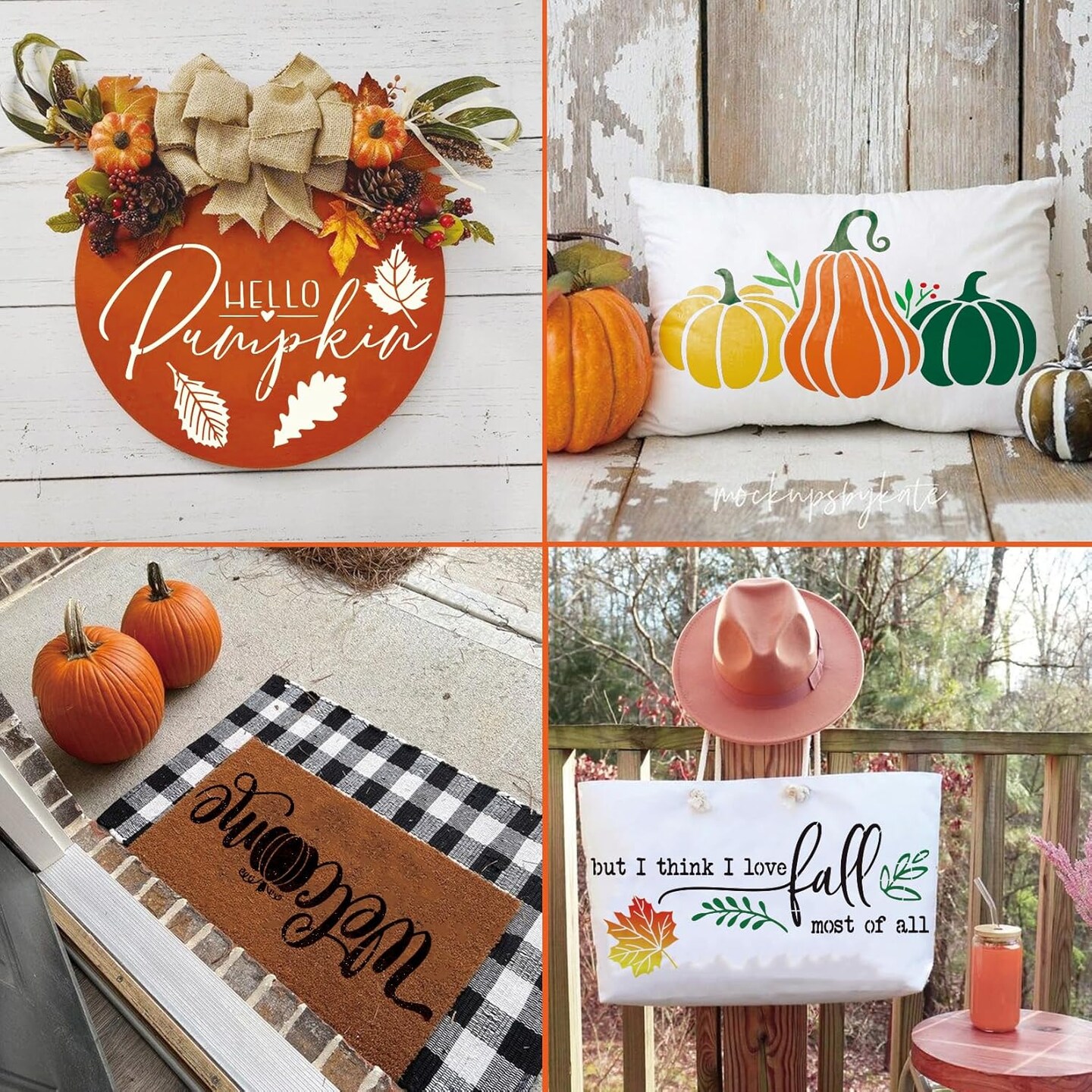 (12 Fall) - Fall Stencils for Painting on Wood Hello Pumpkin