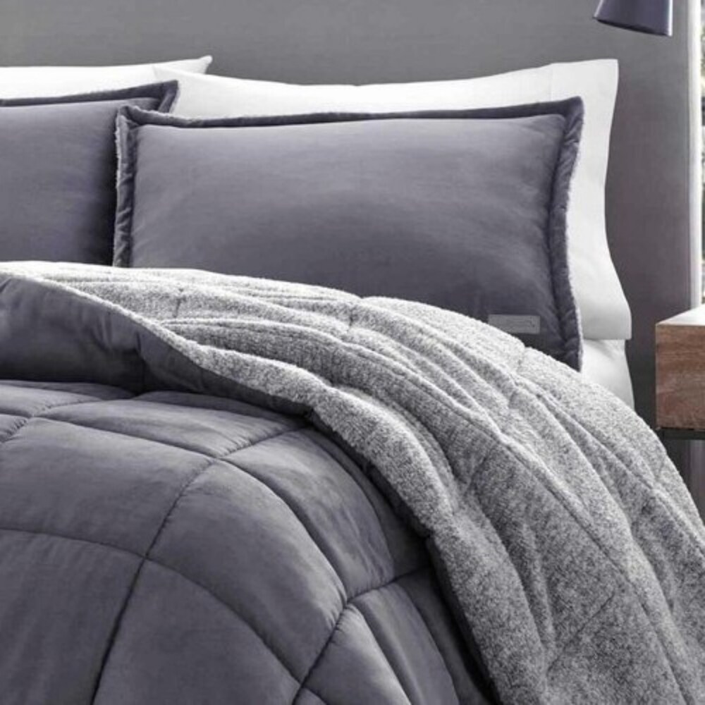 Reversible Microfiber Sherpa Comforter Set Plush Warm Bedding for Winter Nights