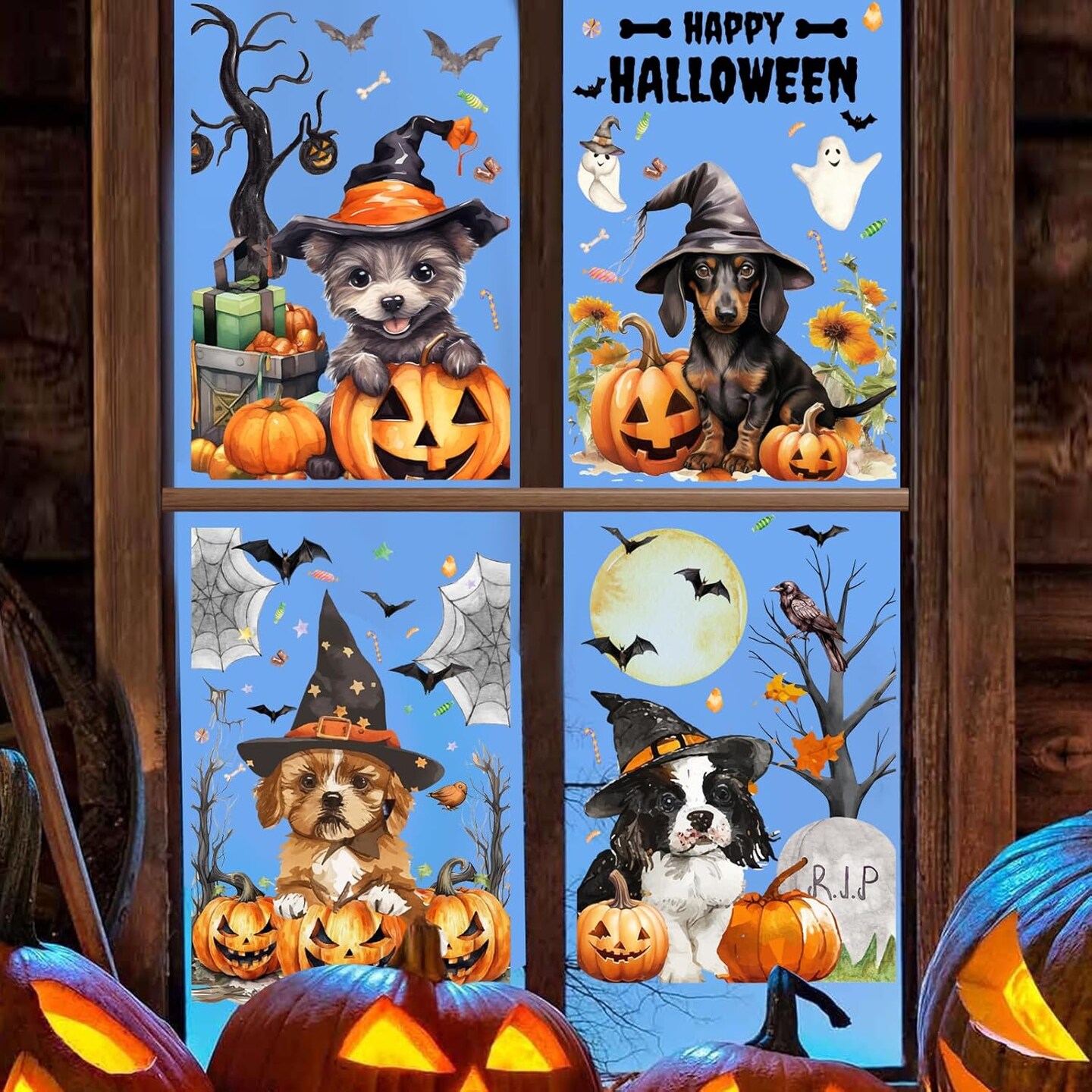 6pcs Halloween Pet Dog Window Clings