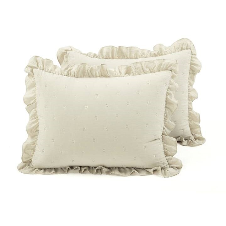 Lightweight Ruffle 3-Piece Reversible Quilt Set with Matching Shams for All Seasons