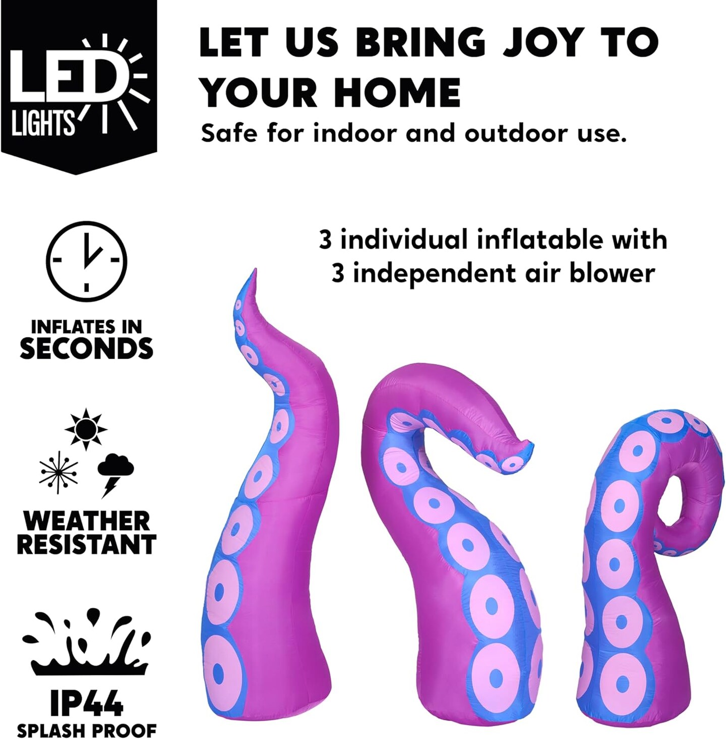 3 Pcs Halloween Inflatables Octopus Tentacle Outdoor Window Decorations