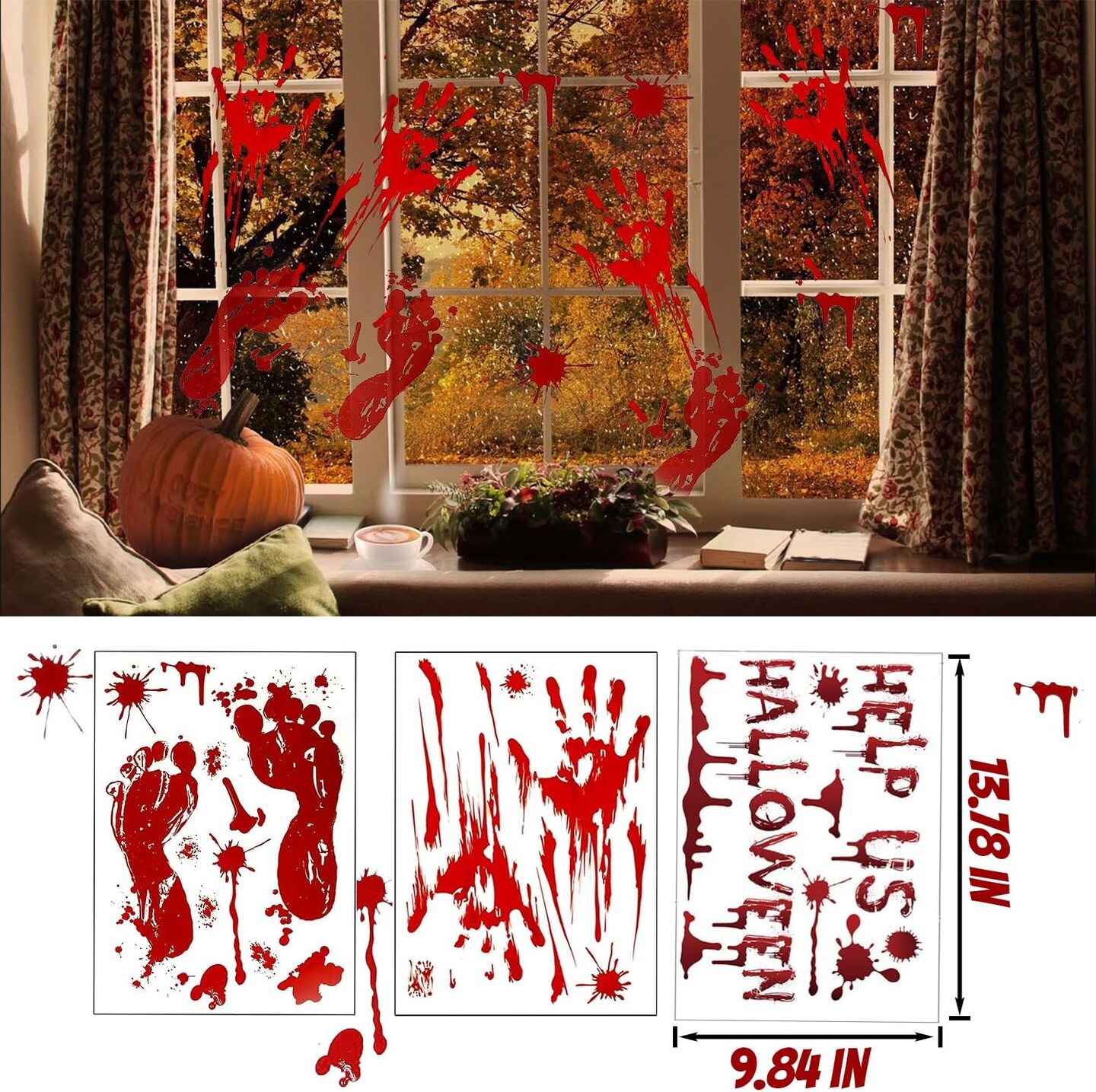 188PCS Halloween Window Clings - 9 Sheets