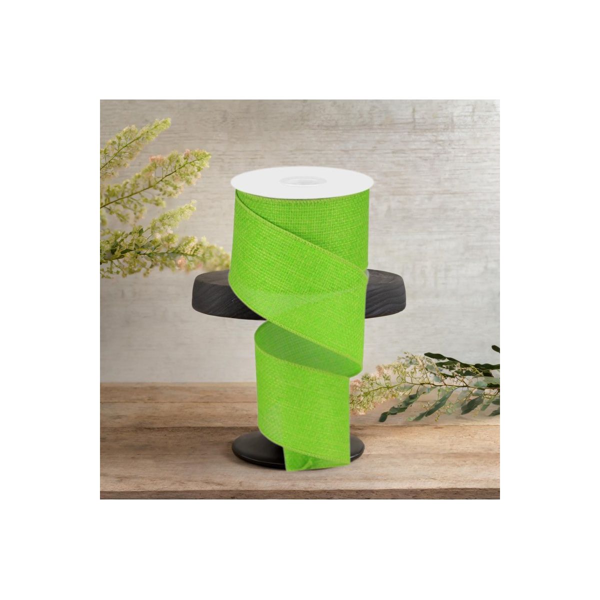 2.5&#x22; Royal Faux Burlap Ribbon: Lime Green (10 Yards)