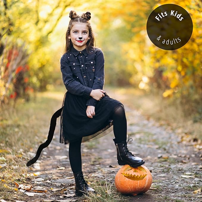 4E’s Novelty 25" Adjustable Furry Black Cat Tail Costume – Bendable Faux Fur Tail for Adults & Kids, Cosplay, Halloween Dress-Up, Cat, Fox, Wolf, Raccoon, and Animal-Themed Costume Accessory