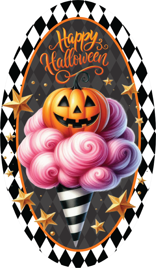 Happy Halloween Ice Cream Cone Oval Sign