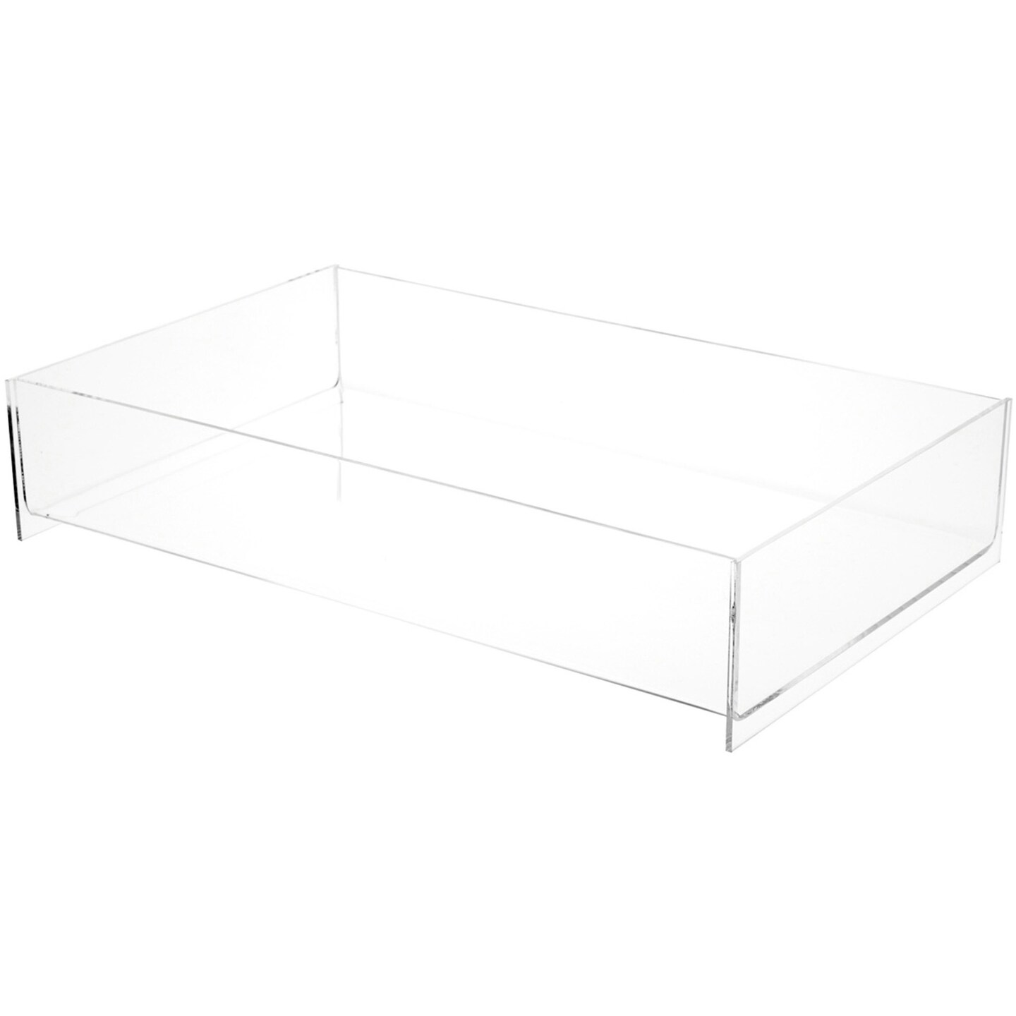 Plymor Clear Acrylic Rectangular Open Top Merchandise Display Tray, 8.5" W x 14.5" D x 2.75" H