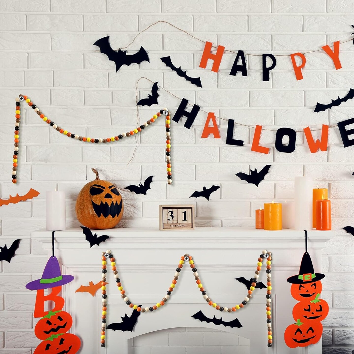 16 ft Fall Wooden Bead Garland