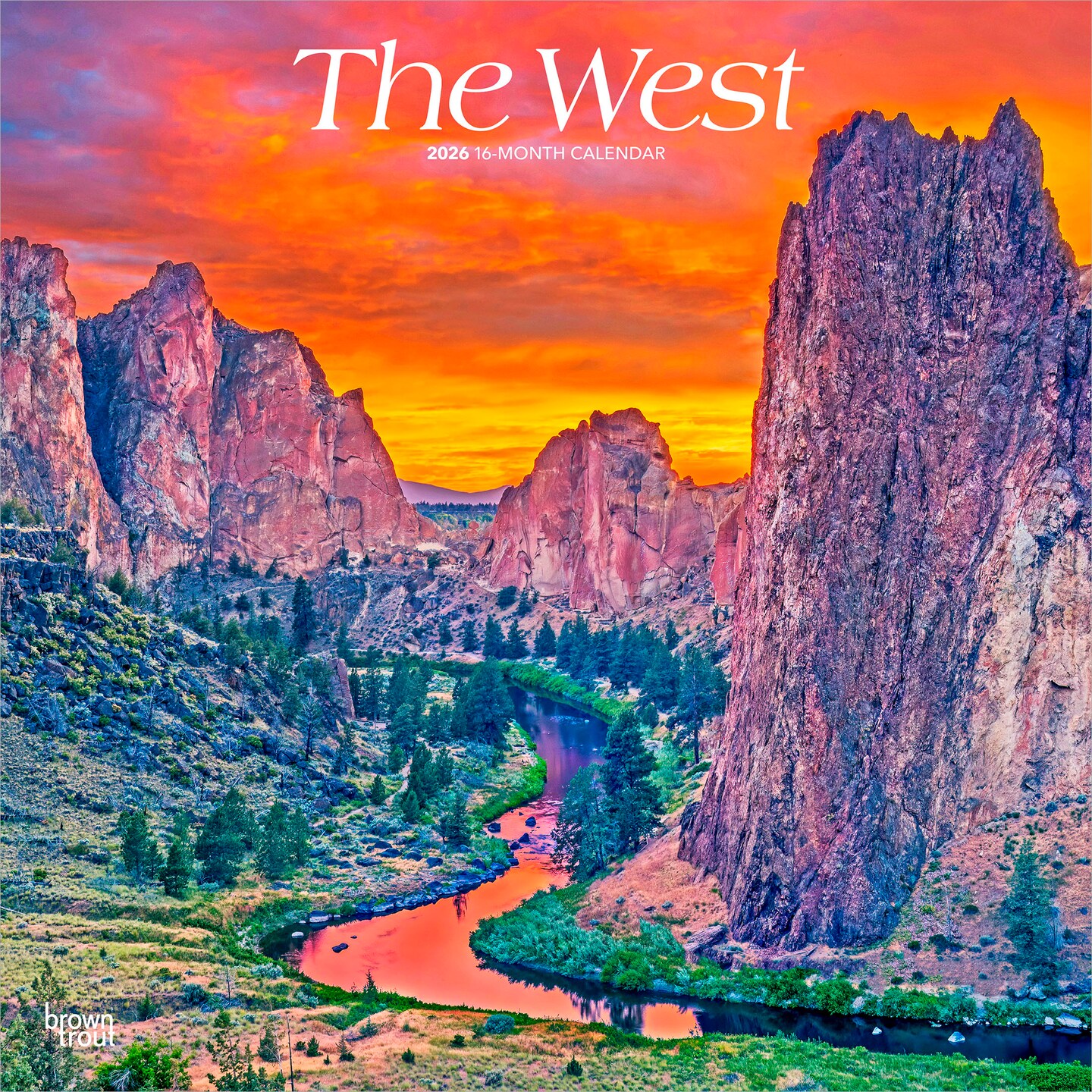 The West | 2026 12 x 24 Inch (Hanging) Monthly Square Wall Calendar | Plastic-Free