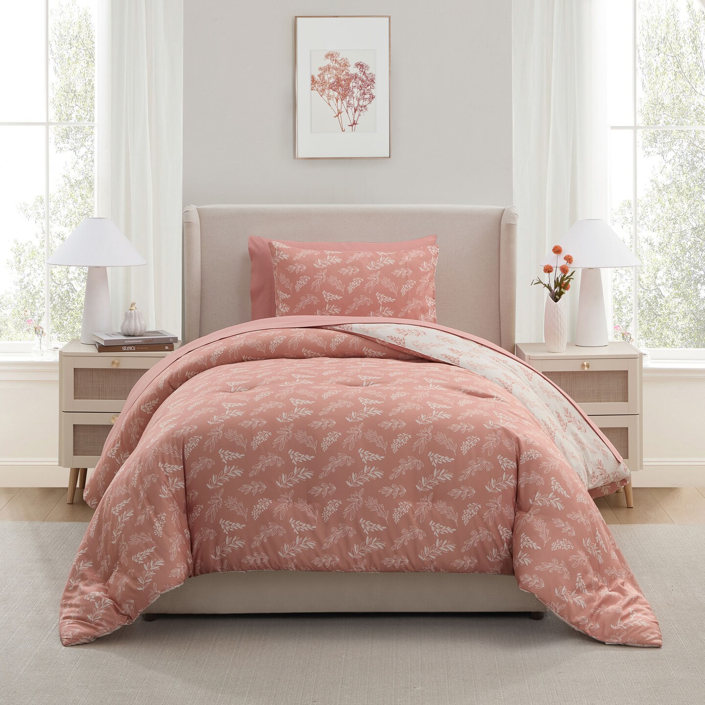 CraftBud 7 Pc Botanical  Comforter Sets with Sheets