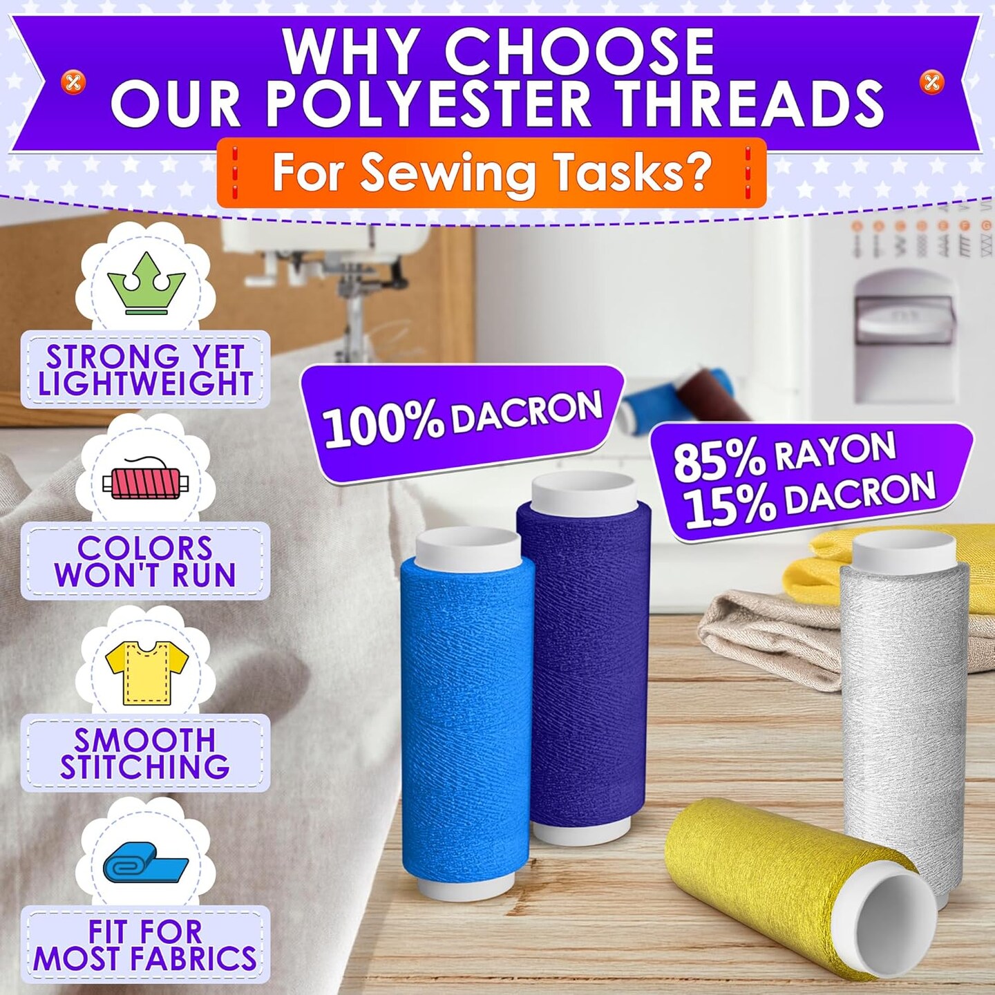 Sewing Machine Thread Set - 39 Colors Polyester Thread for Sewing