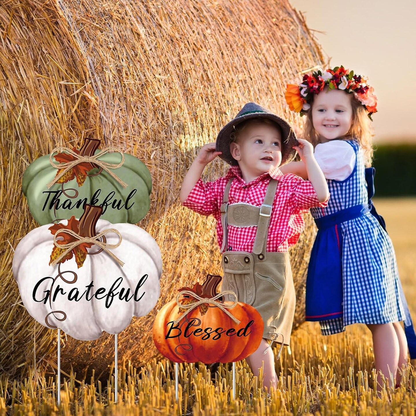 3 Pcs Fall Pumpkin Outdoor Decorations