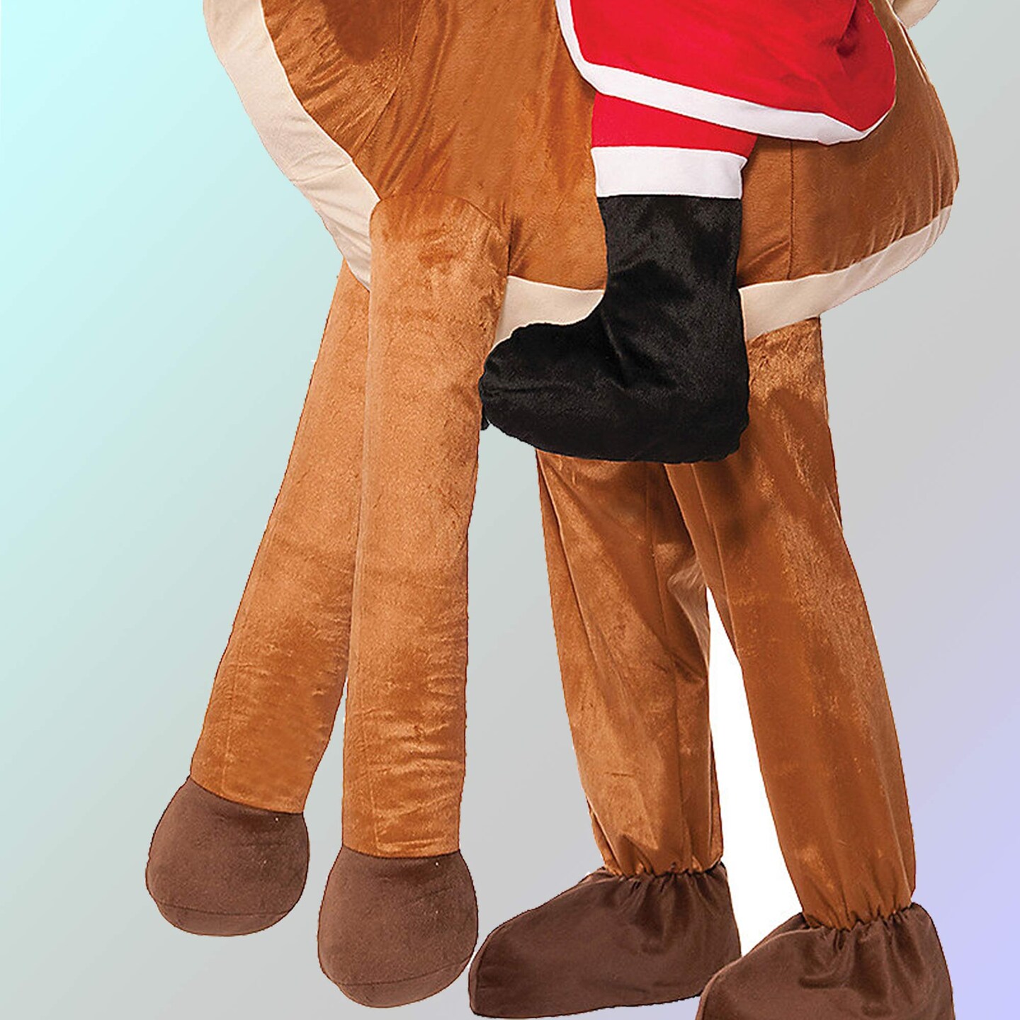 Santa Ride-A-Reindeer Adult Costume with Hat Jacket and Plush Reindeer Legs