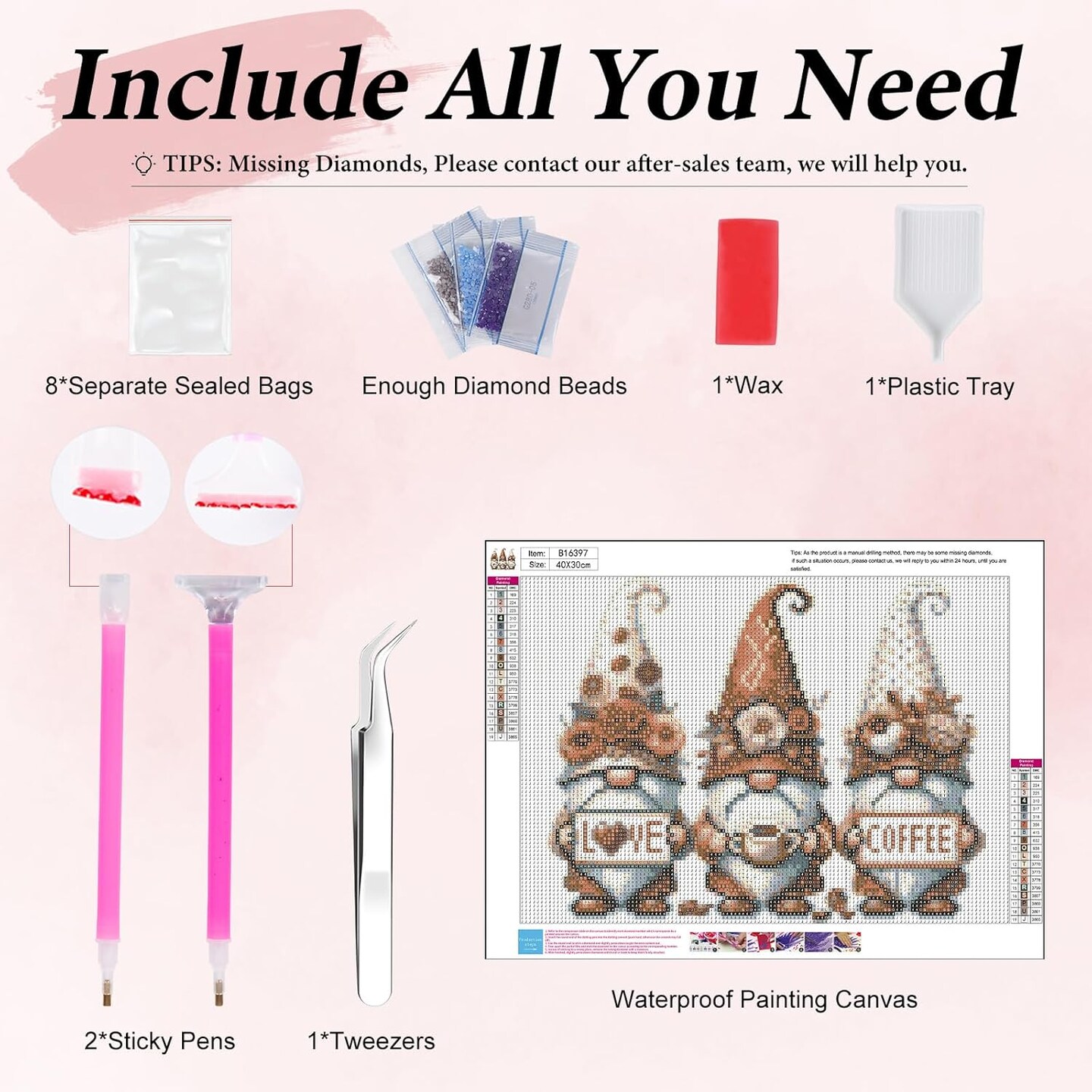 Gnome Coffee 5D Diamond Painting Kit for Adults & Beginners – Full Drill DIY Gem Art Craft, Home Wall Decor, 12x16 Inch