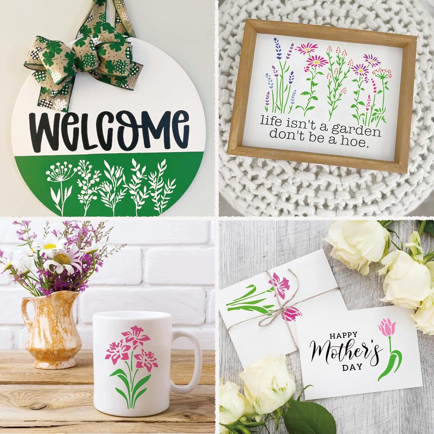 60pcs Small Floral Stencils for Painting on Wood Reusable Flower Wildflower Stencil (floral60)