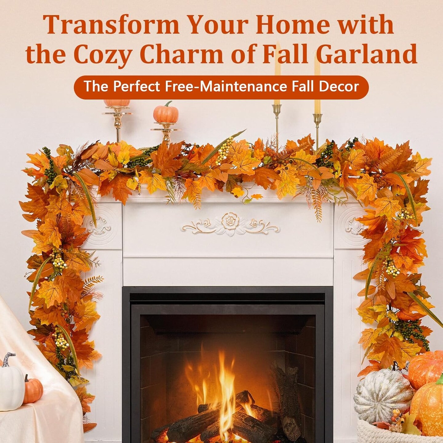 5.9Ft Fall Garland with Lights