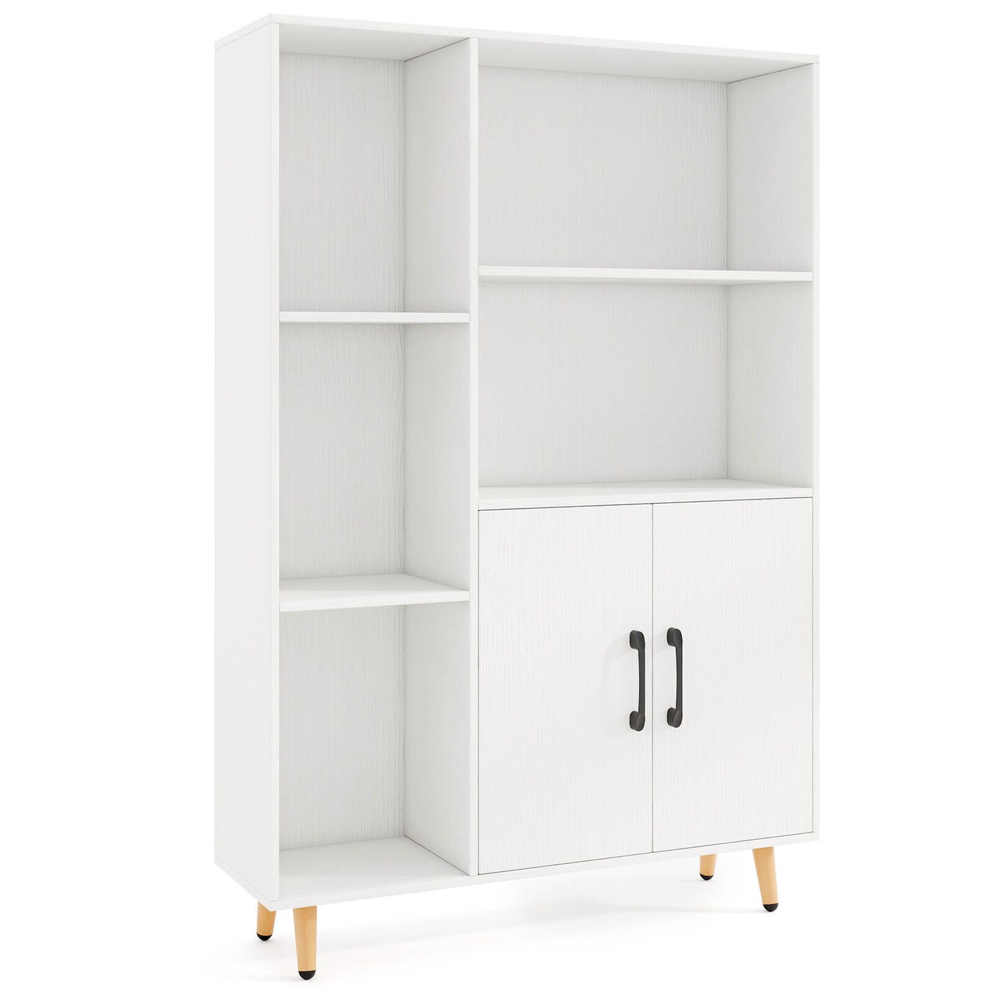 Costway Floor Storage Cabinet Free Standing Wooden Display Bookcase Side Decor Furniture