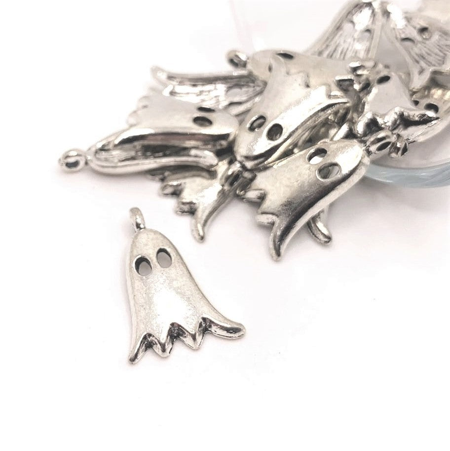Cute Silver Ghost Charms, 20x13mm