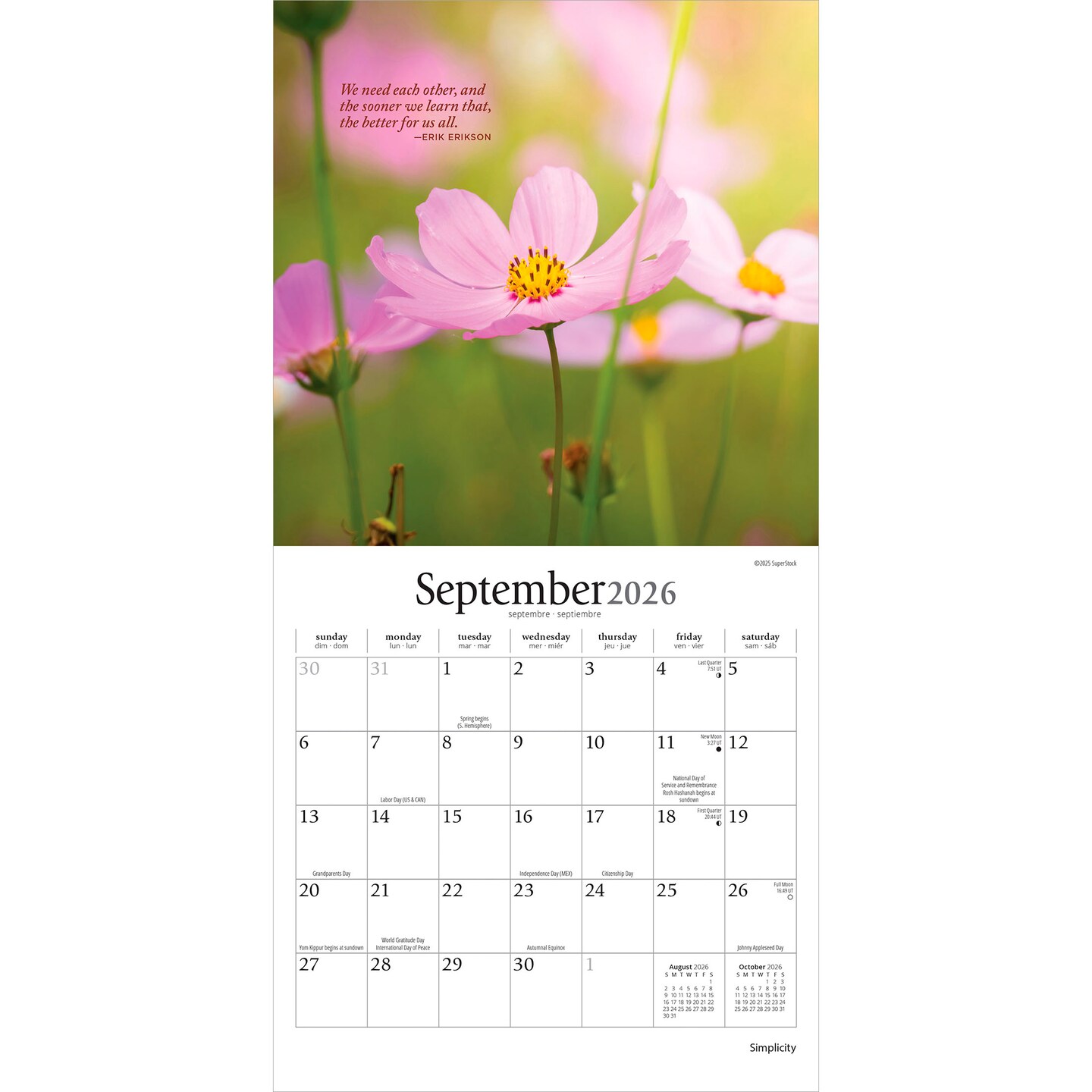 Simplicity | 2026 7 x 14 Inch (Hanging) Monthly Mini Wall Calendar