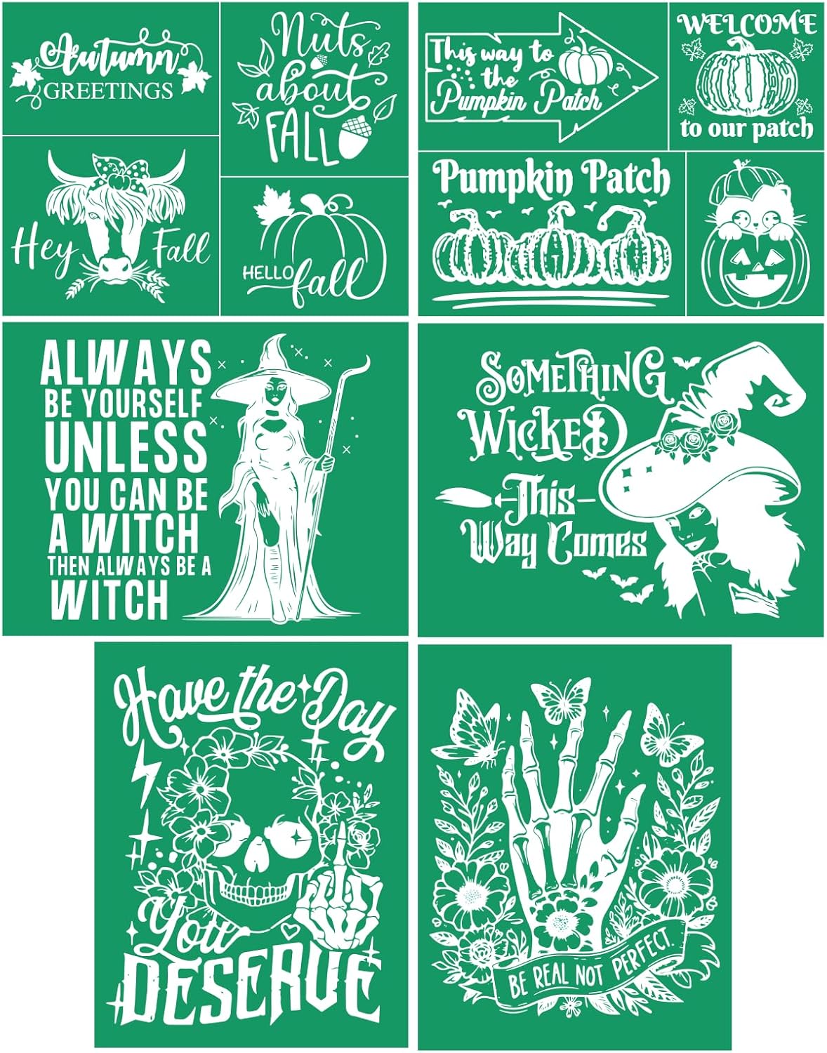 6PCS Fall Silk Screen Stencils Reusable Halloween Self Adhesive Chalk 6pcs-fall-silk-screen-stencils-reusable-halloween-self-adhesive-chalk