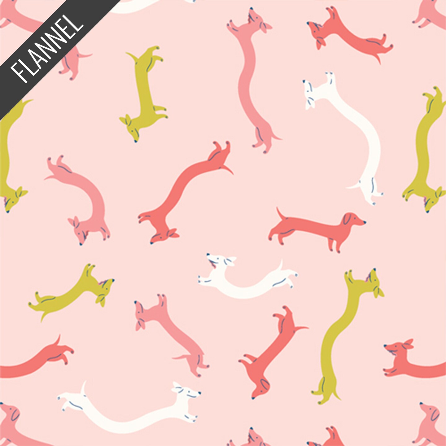 Dachshund Wiggles Snug Flannel in Pink (f11806) | Art Gallery Flannel | AGF Studio | Art Gallery