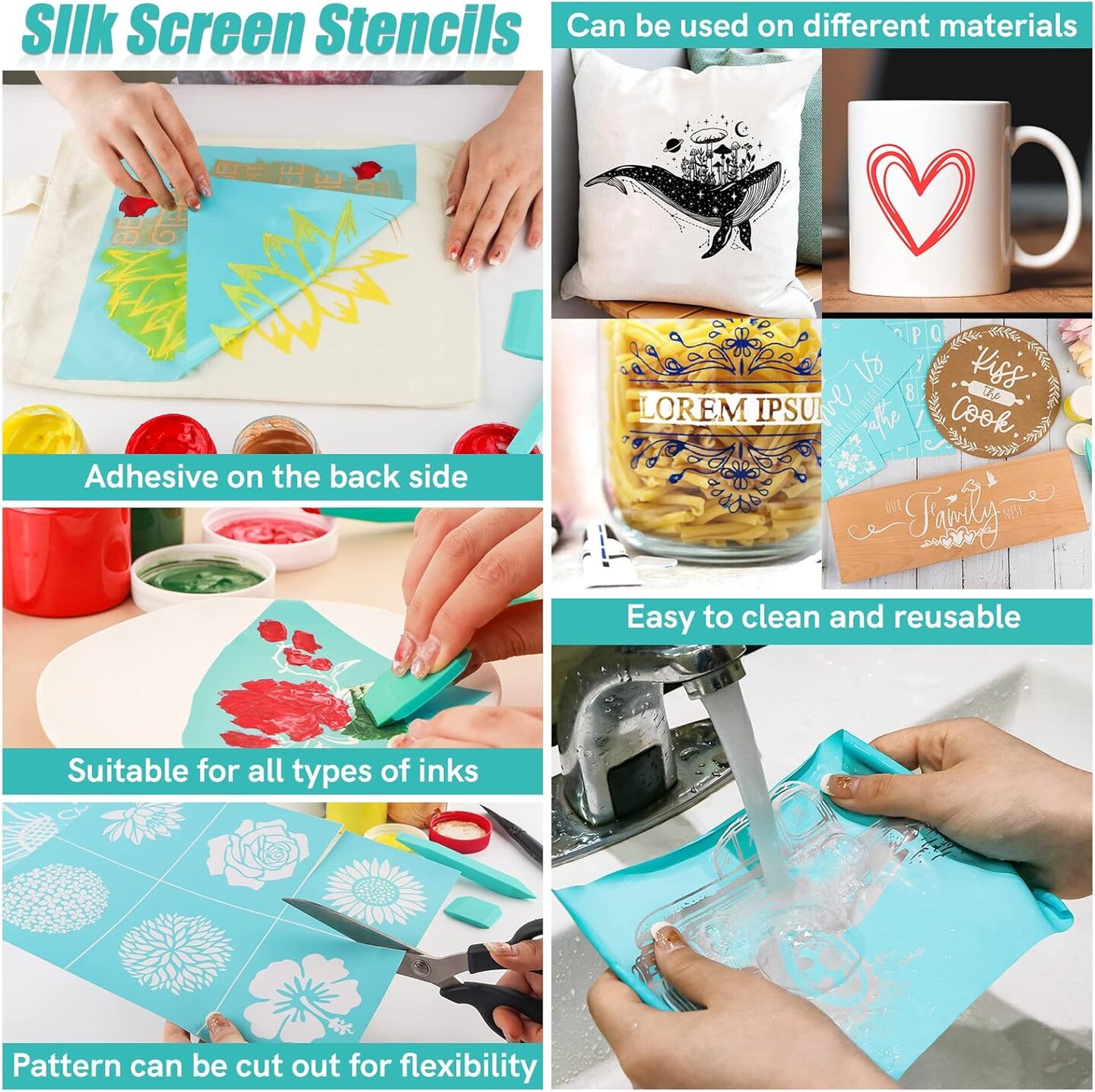 Fall Minis Silkscreen Stencil 8.5x11 Reusable Self-Adhesive Mesh Stencils