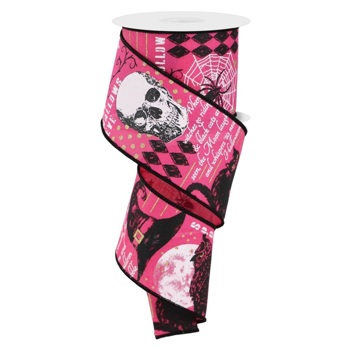 2.5&#x22; Vintage Halloween Ribbon: Pink (10 Yards)