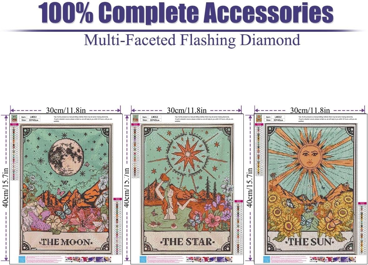 3 Pack Sun and Moon DIY 5D Diamond Art Kits 12x16inch