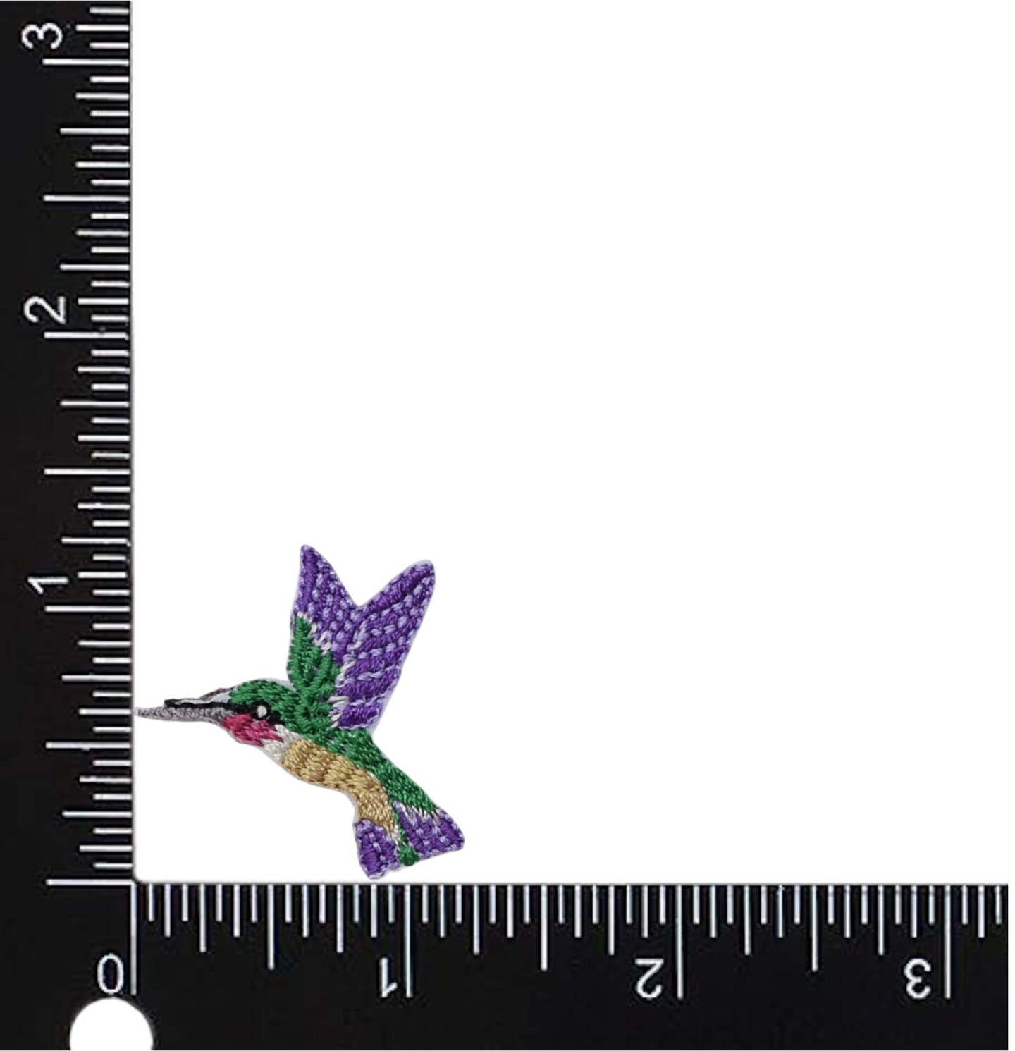 Purple Hummingbird, Facing Left, Birds, Embroidered, Iron on Patch