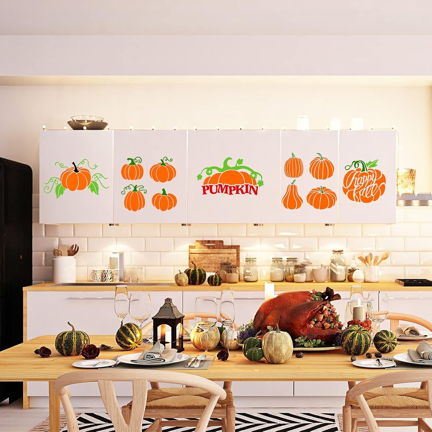 9 Pieces Fall Pumpkin Stencil for Painting Reusable