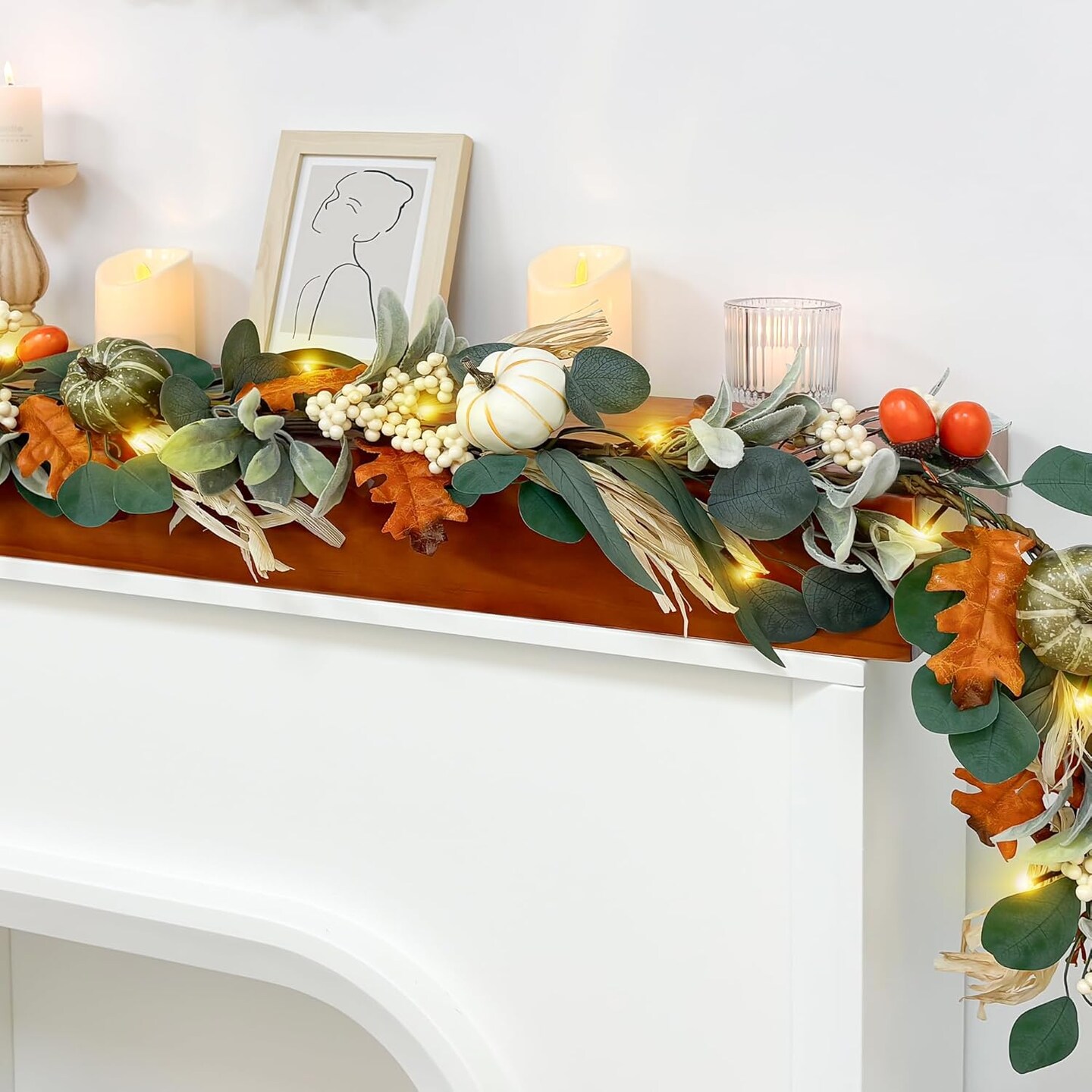 6ft Fall Garland with Lights