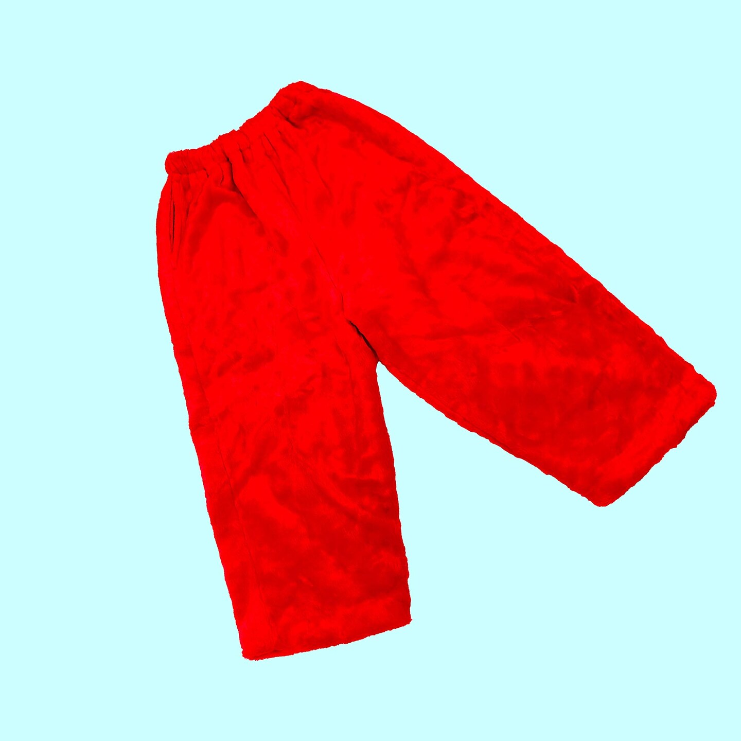 Professional Santa Pants in Deluxe Red Plush with Elastic Waist and Side Pockets Replacement Option
