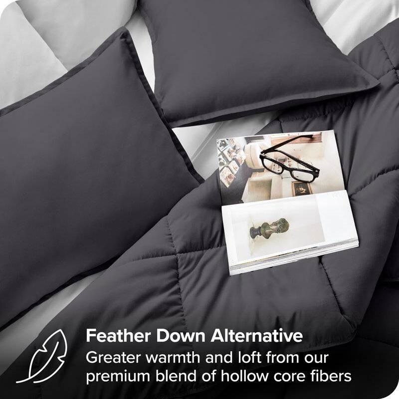 Soft Lightweight Goose Down Alternative Comforter Bedding Set with Wrinkle Resistant Breathable
