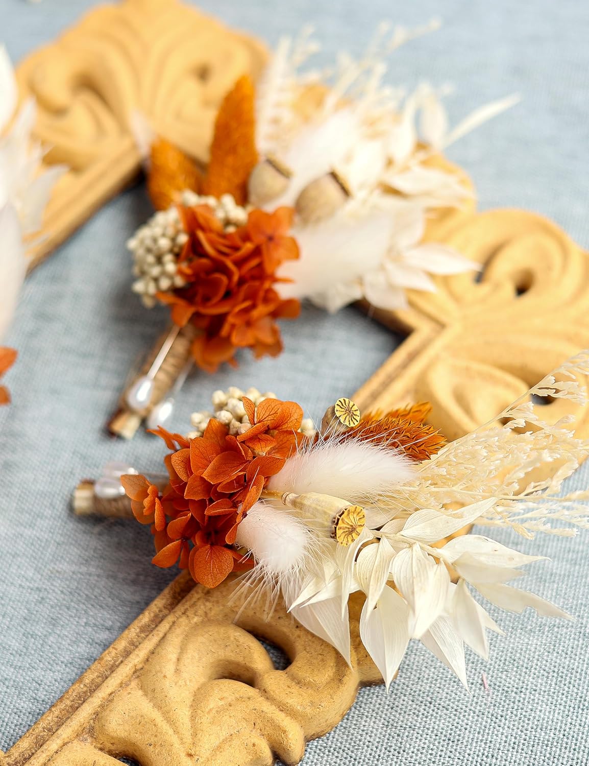 Dried Flower Boutonniere 6-Piece Set for Men&#x27;s Boho Wedding Boutonniere