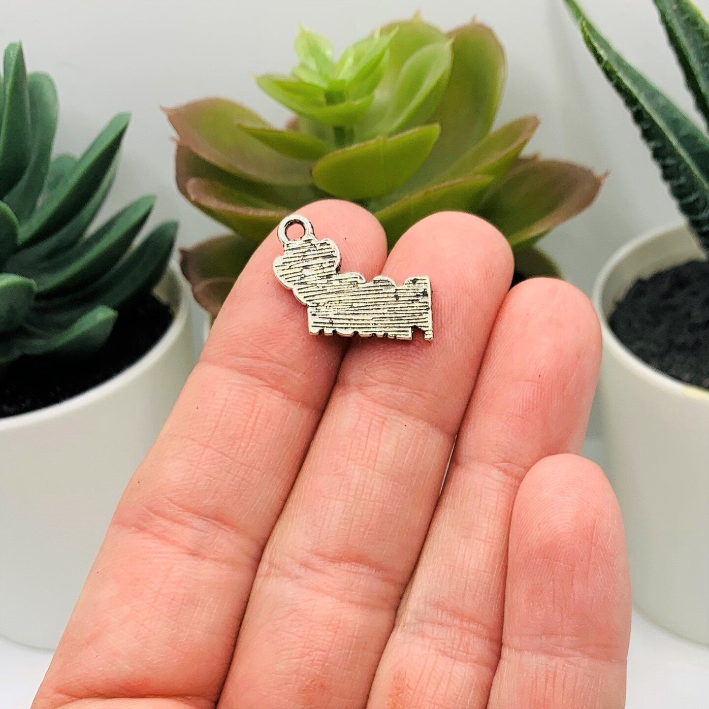 Silver Dog Person Pet Charms, 18x13mm