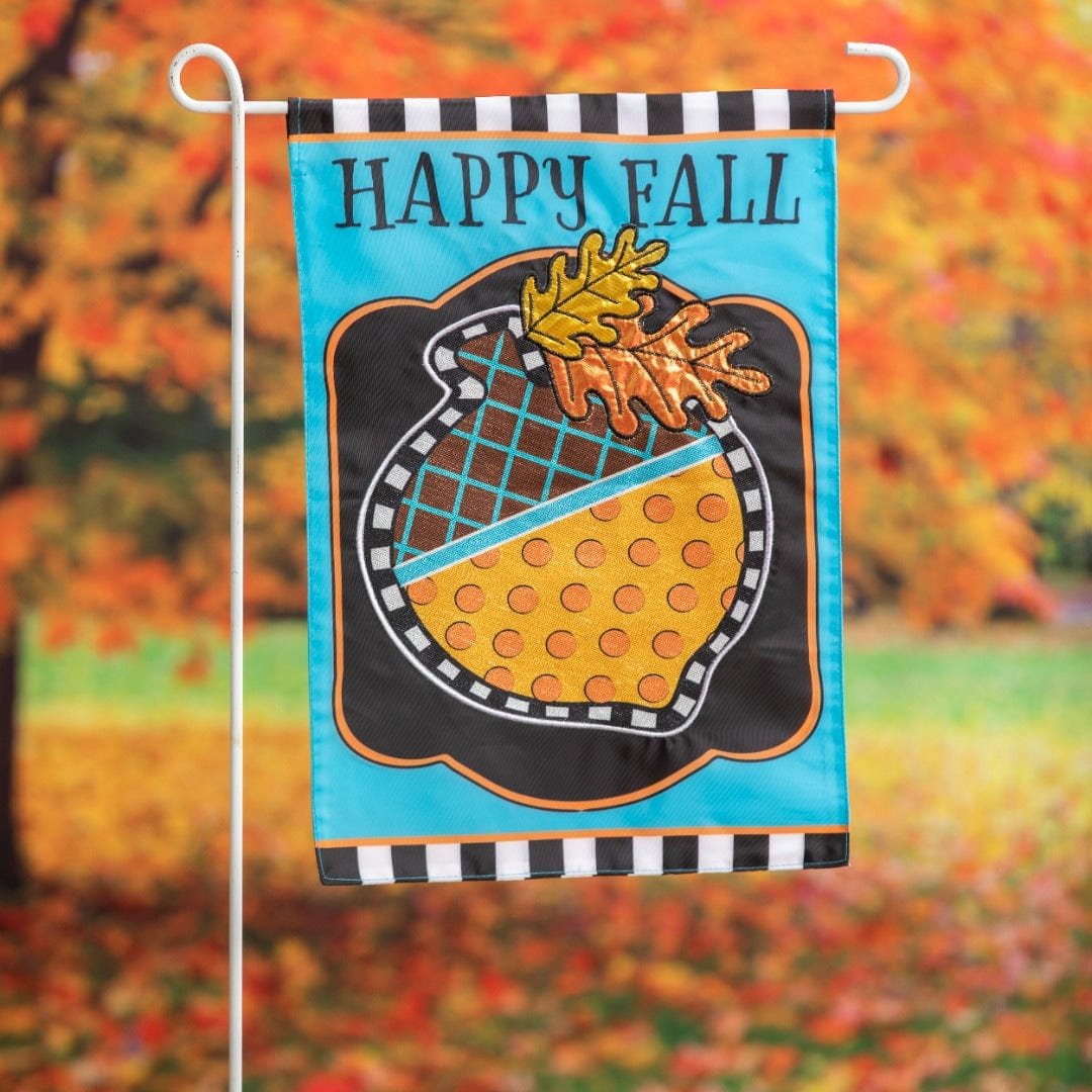 Happy Fall Acorn Garden Flag 2 Sided Applique