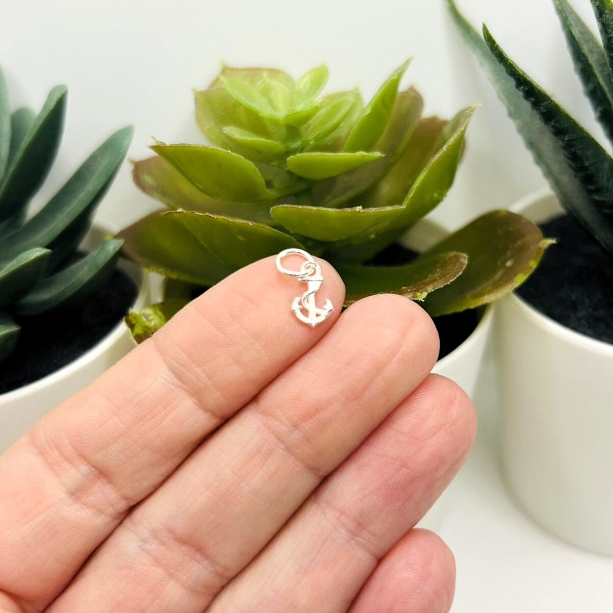Sterling Silver Anchor Charm, 9x5mm