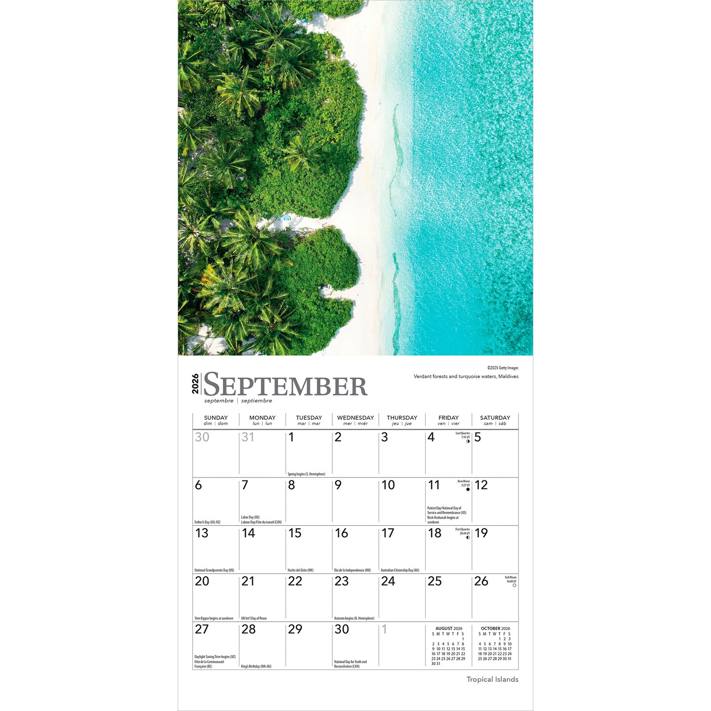 Tropical Islands | 2026 7 x 14 Inch (Hanging) Monthly Mini Wall Calendar