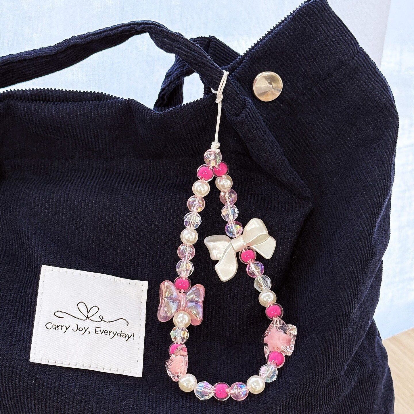 Wrapables Charms and Beads Cell Phone Wrist Strap, Keychain, Bag Charm (Set of 2), Bows and Hearts