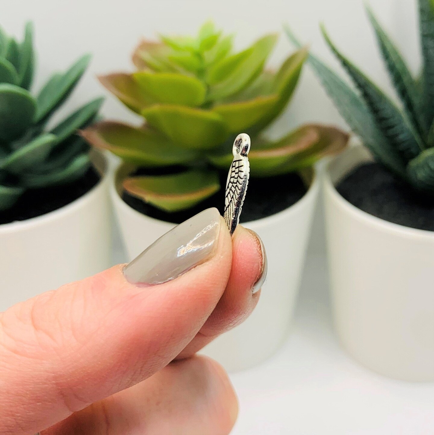 Tiny Silver Angel Wing Charms, 15x7mm
