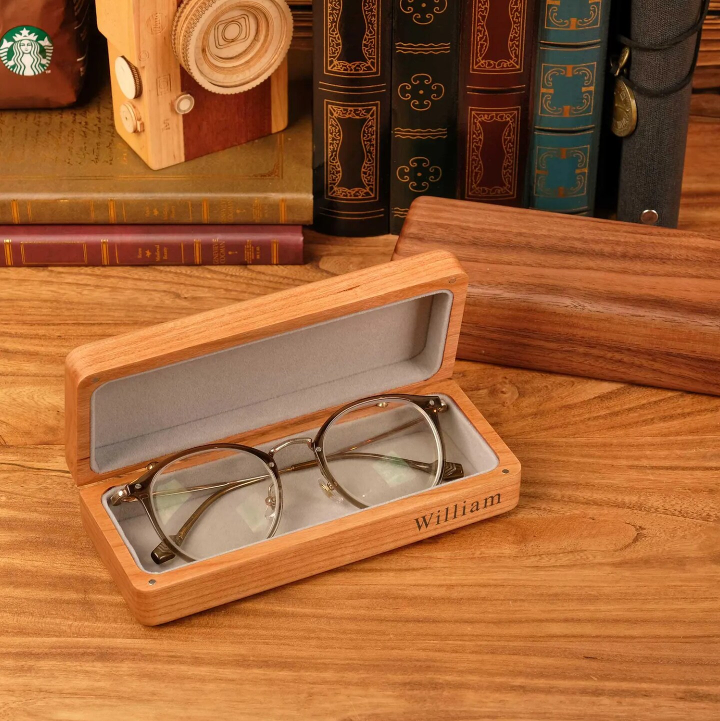 Personalized Walnut Sunglasses Box, Wooden Eyeglasses Case With